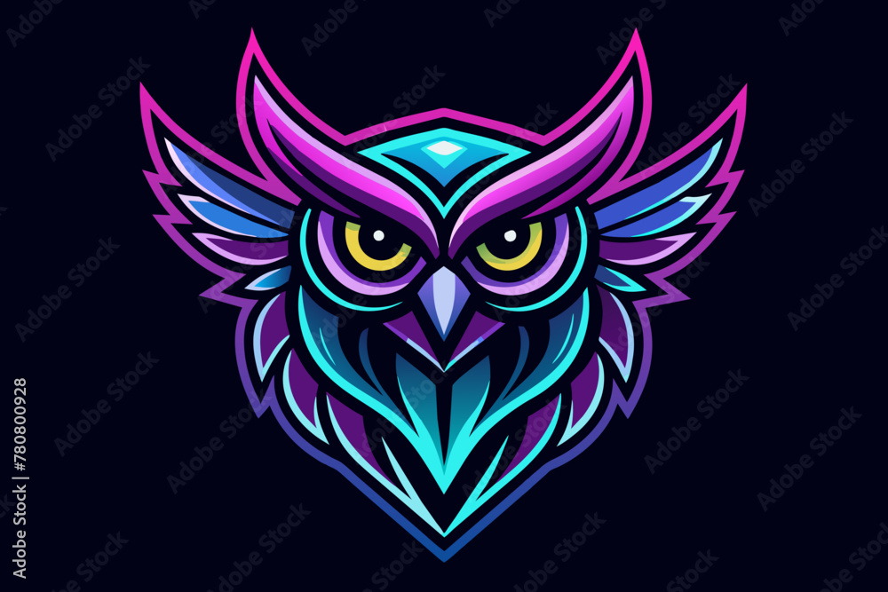 make a owl logo neon style vector illustration make a owl logo neon style vector illustration