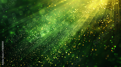 Asymmetric green light burst. abstract beautiful rays of lights on dark green background with the color of green and yellow. golden green sparkling backdrop with copy space. © Michael