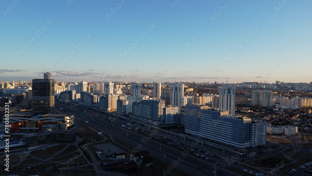 Obraz premium city panorama view from high, Minsk, Belarus 