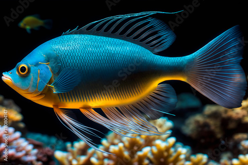 Blue fish in an aquarium