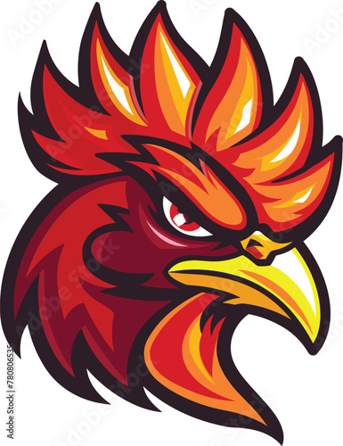 Rooster Head Mascot Logo for Esport. Rooster mascot illustration emblem, Icon, Badge. Chicken Rooster premium logo design. 