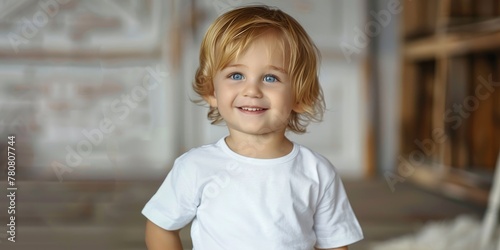 A cute smiling blonde hair ...