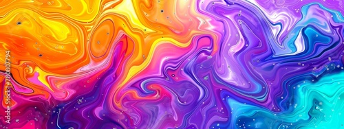 Abstract colorful background with swirling liquid paint and vibrant colors. waves of bright hues, creating an energetic atmosphere. Abstract art with fluid shapes, creating a lively visual experience.