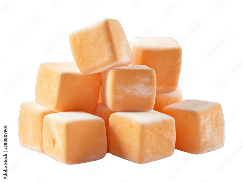 Caramel Marshmallows isolated on transparent png background. Generative ai Caramel Marshmallows isolated on transparent png background. Generative ai