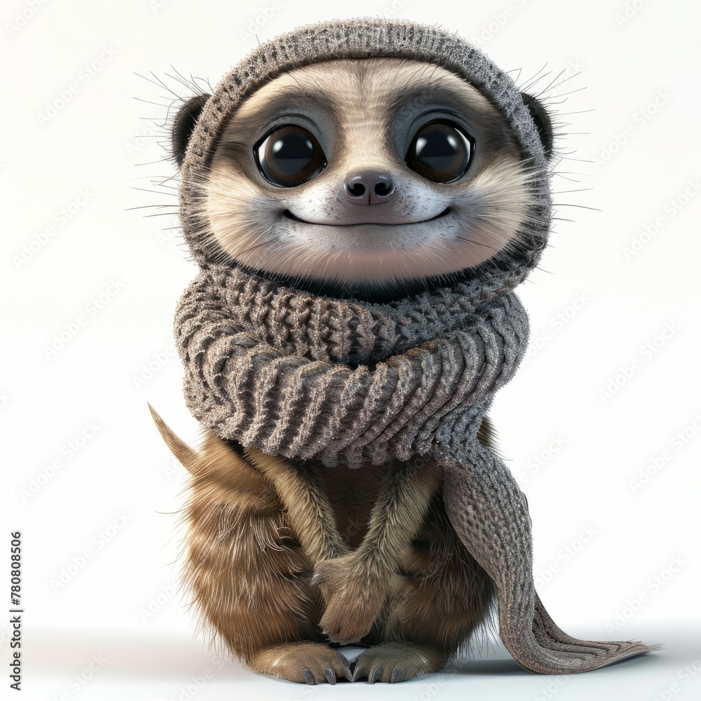 Cute meerkat in a student or schoolboy costume, cartoon-style animal illustration. Cute meerkat in a student or schoolboy costume, cartoon-style animal illustration.