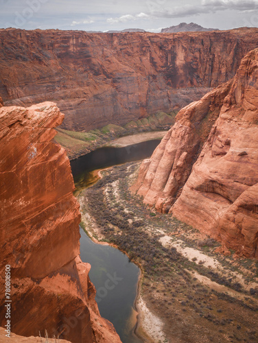 View overlooking Colorado River above Lees Ferry in Glen Canyon Recreation Area near Page Arizona