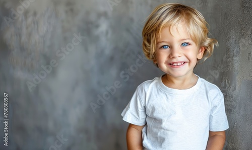 A cute smiling blonde hair ...