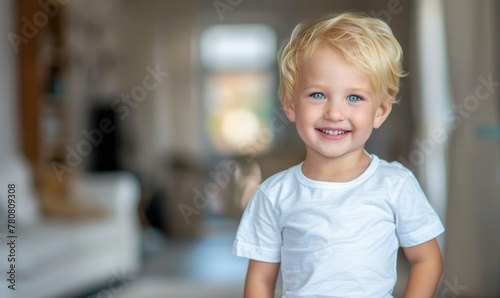 A cute smiling blonde hair ...