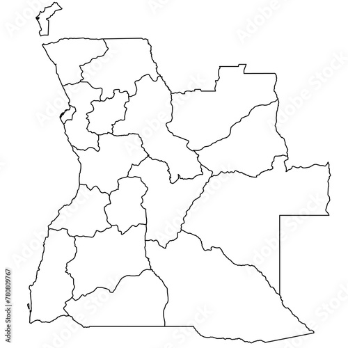 Outline of the map of Angola with regions