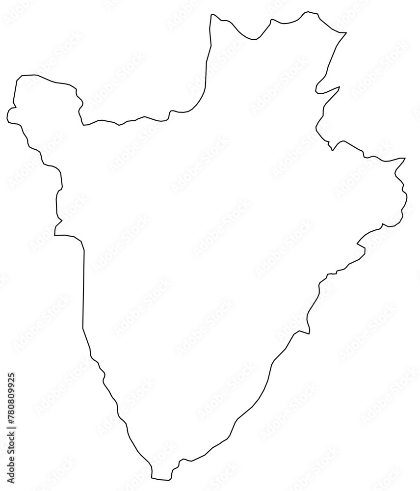 Outline of the map of Burundi with regions