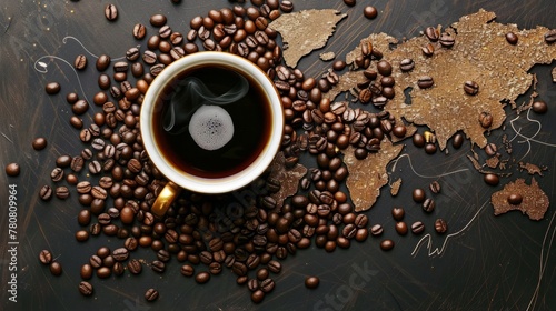 International Coffee Day Concept. Copy space area for text. Background, banner, template.