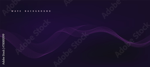 Purple background with flowing wave lines. Futuristic technology concept. Vector illustration