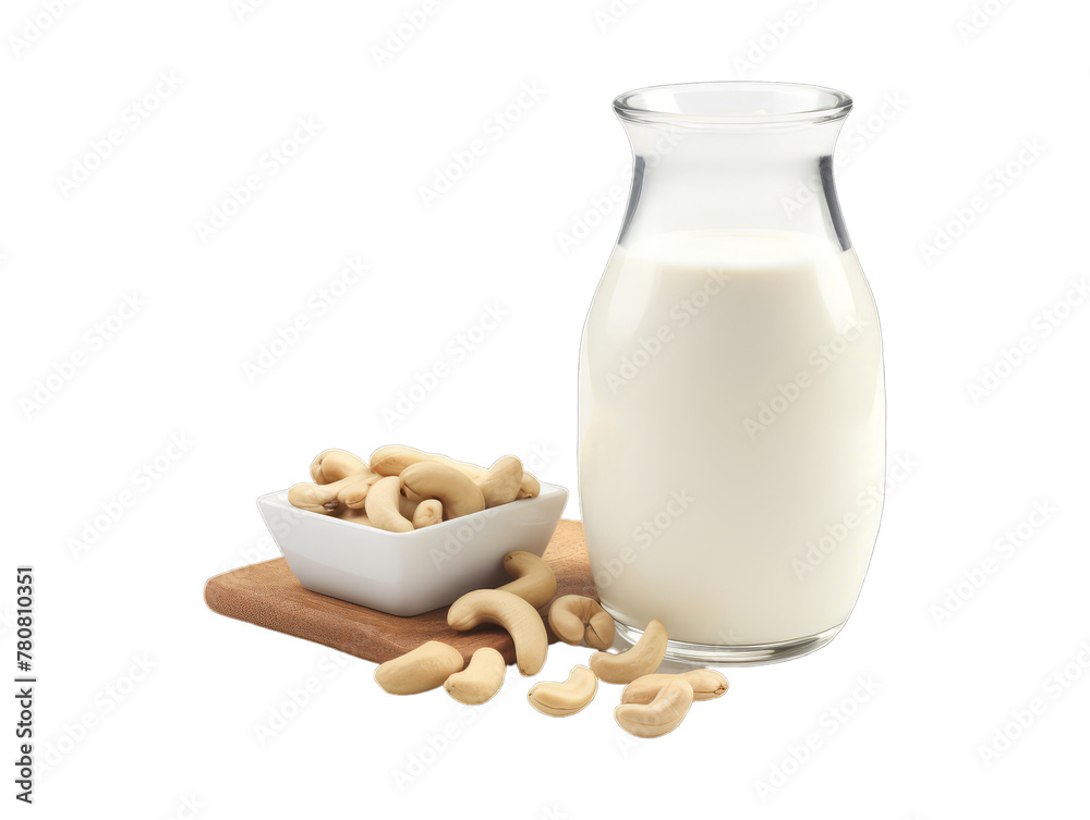 Cashew Milk isolated on transparent png background. Generative ai Cashew Milk isolated on transparent png background. Generative ai