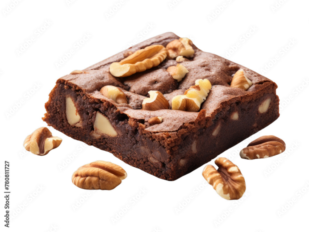 Cashew Brownies isolated on transparent png background. Generative ai Cashew Brownies isolated on transparent png background. Generative ai