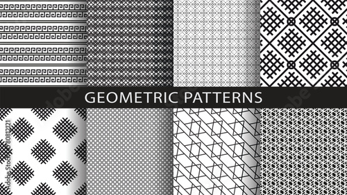 A set of seamless geometric patterns.Vector illustration