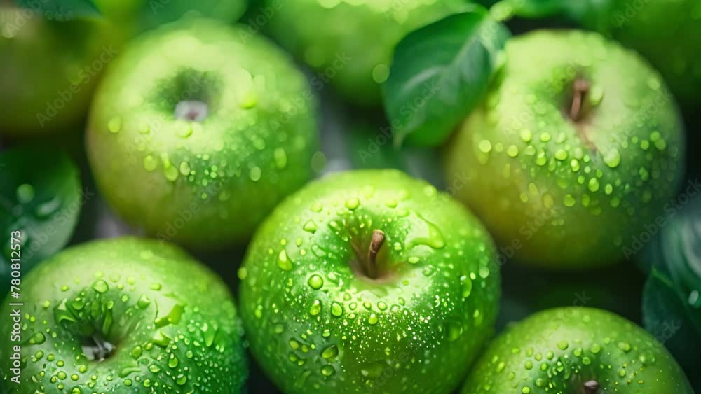 Apple cascade animation: overflowing with green apples, orchard abundance, fruity concept Apple cascade animation: overflowing with green apples, orchard abundance, fruity concept