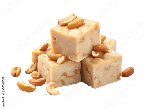 Cashew Fudge isolated on transparent png background. Generative ai