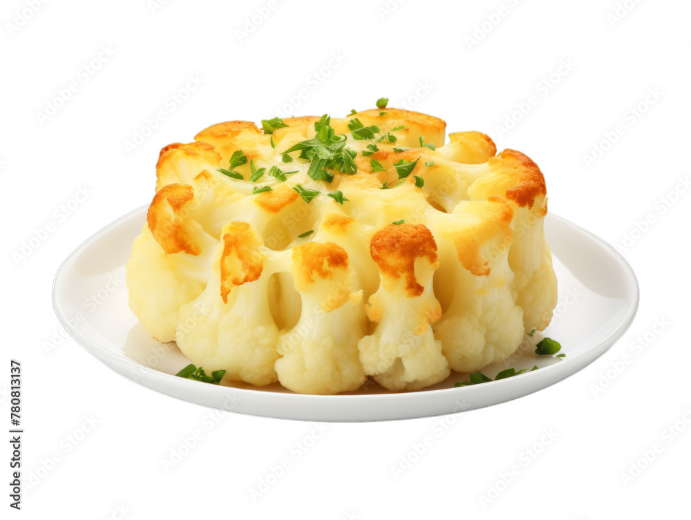Cauliflower Pudding isolated on transparent png background. Generative ai Cauliflower Pudding isolated on transparent png background. Generative ai