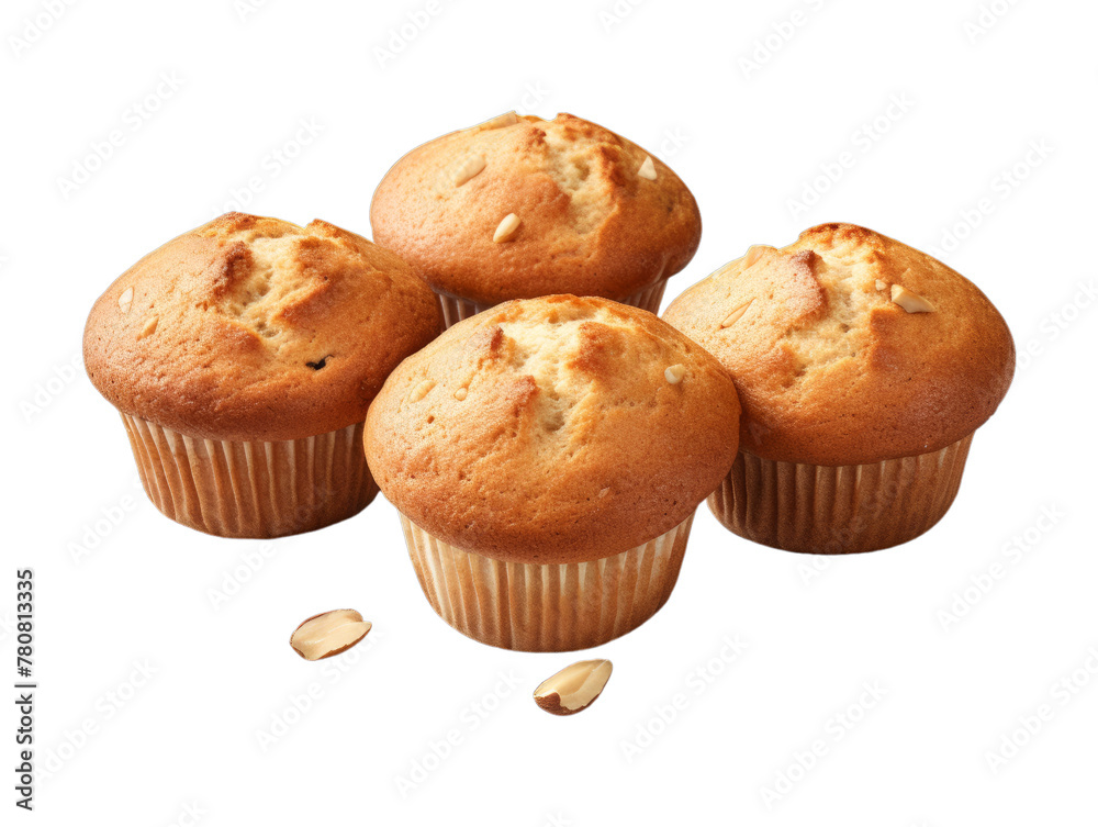 Cashew Muffins isolated on transparent png background. Generative ai