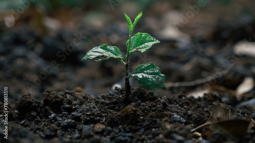 A young tree seedling sprouts from the ground, a powerful symbol of growth and hope