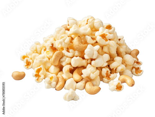 Cashew Popcorn isolated on transparent png background. Generative ai