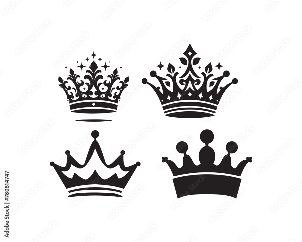 Crown silhouette vector icon graphic logo design