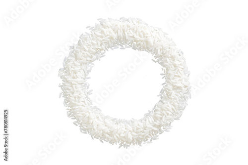 white rice in shape circle isolated on white or transparent png