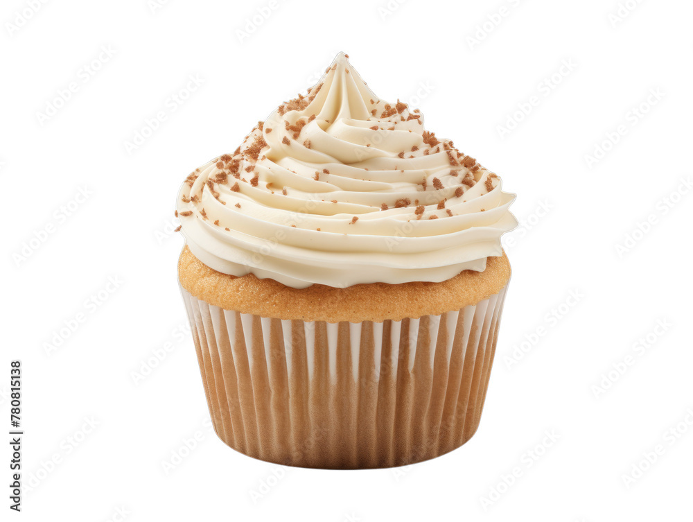 Chai Latte Cupcake isolated on transparent png background. Generative ai Chai Latte Cupcake isolated on transparent png background. Generative ai