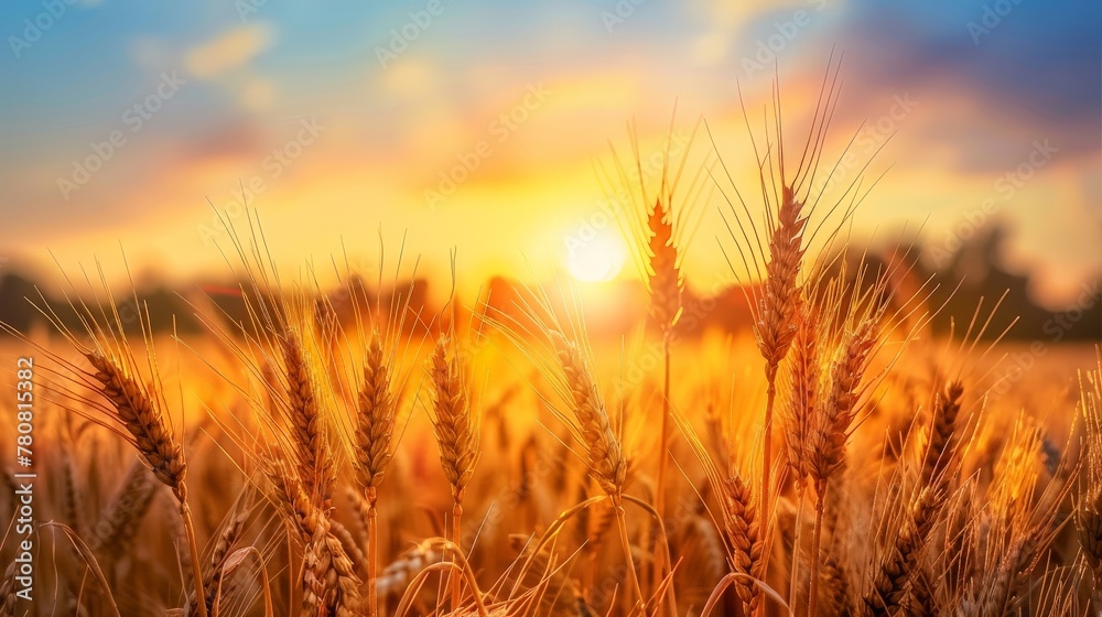 eye level and wheat field at sunrise eye level and wheat field at sunrise