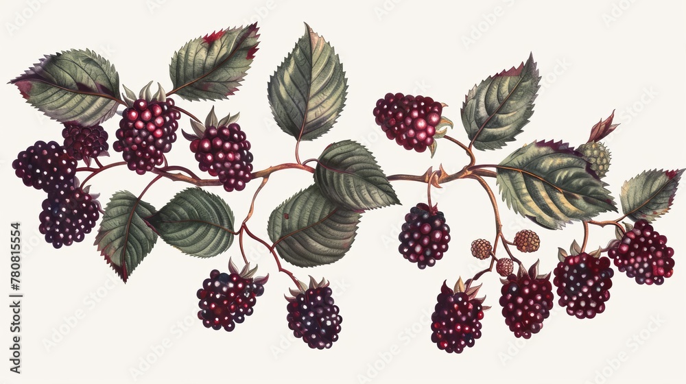 Set of branches of delicious ripe blackberries. Set of branches of delicious ripe blackberries.