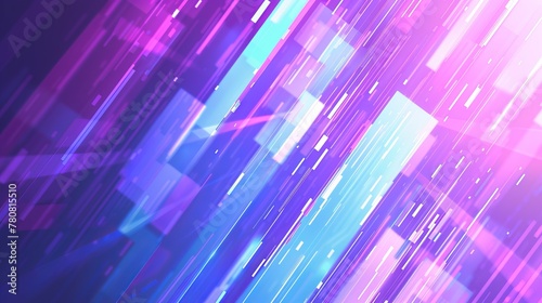 Purple and light Blue Glitch Art Backdrop - Background with streight lines  sharp edges and blocks - digital technology illustration element