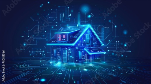 Smart Home Technology Concept - Digital House Automation Illustration - Futuristic Connectivity Design