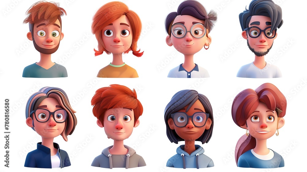 People avatars set. Young men and women with thinking face expressions. Modern line character heads, happy smiling thoughtful girls and guys.vector People avatars set. Young men and women with thinking face expressions. Modern line character heads, happy smiling thoughtful girls and guys.vector