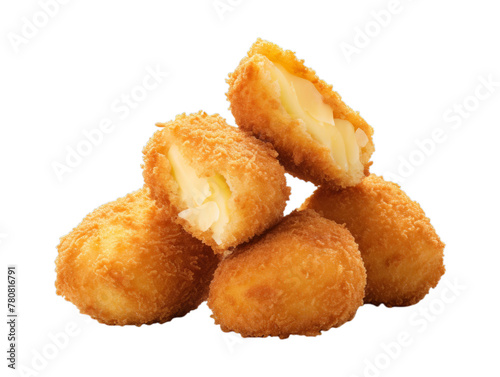 Cheese Croquettes isolated on transparent png background. Generative ai