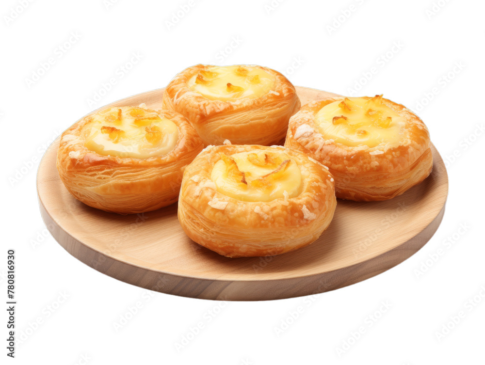 Cheese Danishes isolated on transparent png background. Generative ai