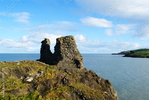 Ireland Wicklow Black Castle ruins. The scenery of the Irish sea coast in Wicklow. High quality photo