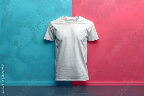 Design Mockup: Plain T-Shirt with Textprint Area. Concept Mockup Design, T-Shirt, Plain, Textprint Area photo