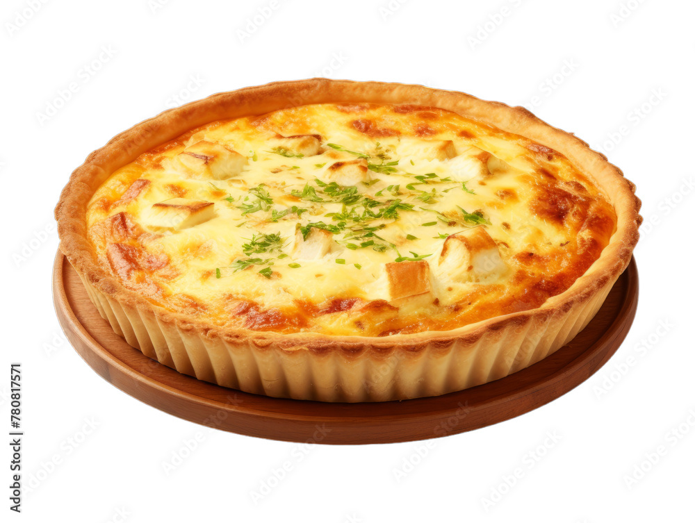 Cheese Quiche isolated on transparent png background. Generative ai Cheese Quiche isolated on transparent png background. Generative ai