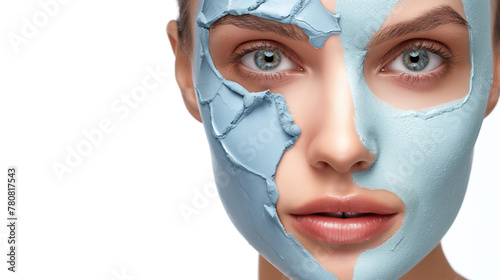 Woman with blue clay mask on her face