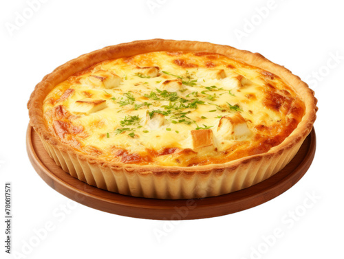 Cheese Quiche isolated on transparent png background. Generative ai
