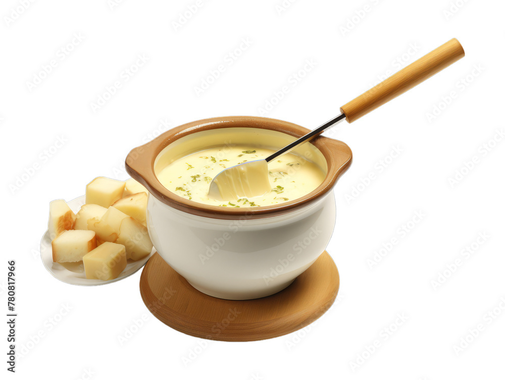Cheese Fondue isolated on transparent png background. Generative ai Cheese Fondue isolated on transparent png background. Generative ai