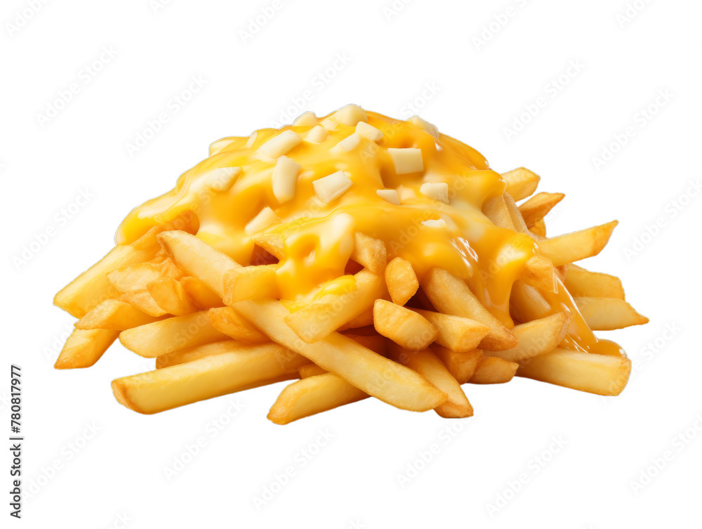 Cheese Fries isolated on transparent png background. Generative ai