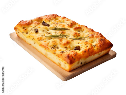 Cheese Focaccia isolated on transparent png background. Generative ai