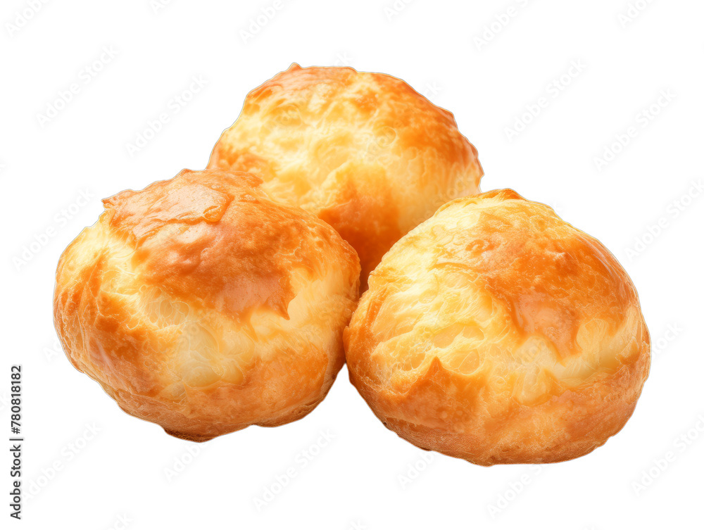 Cheese Gougeres isolated on transparent png background. Generative ai
