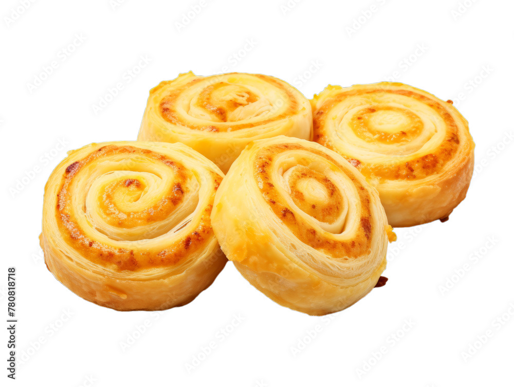 Cheese Pinwheels isolated on transparent png background. Generative ai