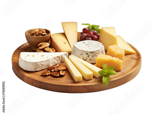 Cheese Platter isolated on transparent png background. Generative ai