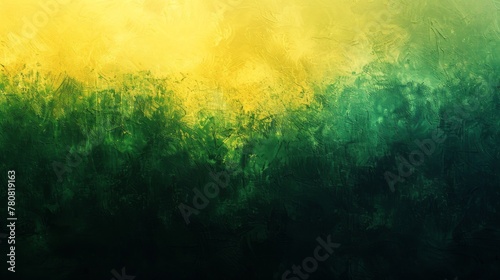 Dark and powerful exploration of hidden stock market crash, set against a mellow yellow and verdant green abstract background. Minimalist with ample negative space. photo