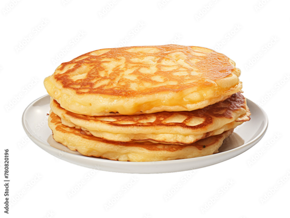 Cheese Pancakes isolated on transparent png background. Generative ai