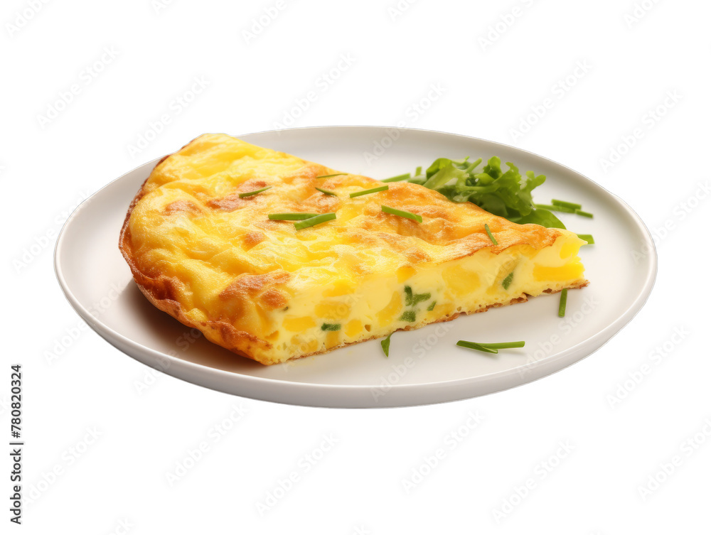 Cheese Omelette isolated on transparent png background. Generative ai