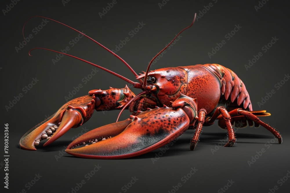 A red lobster with long legs on a black background. Ideal for seafood menus A red lobster with long legs on a black background. Ideal for seafood menus